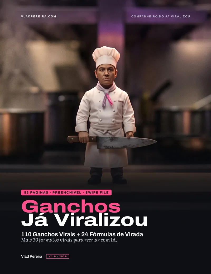 Ganchos Já Viralizou: 110 Ganchos Virais + 24 Fórmulas de Virada, capa do e-book