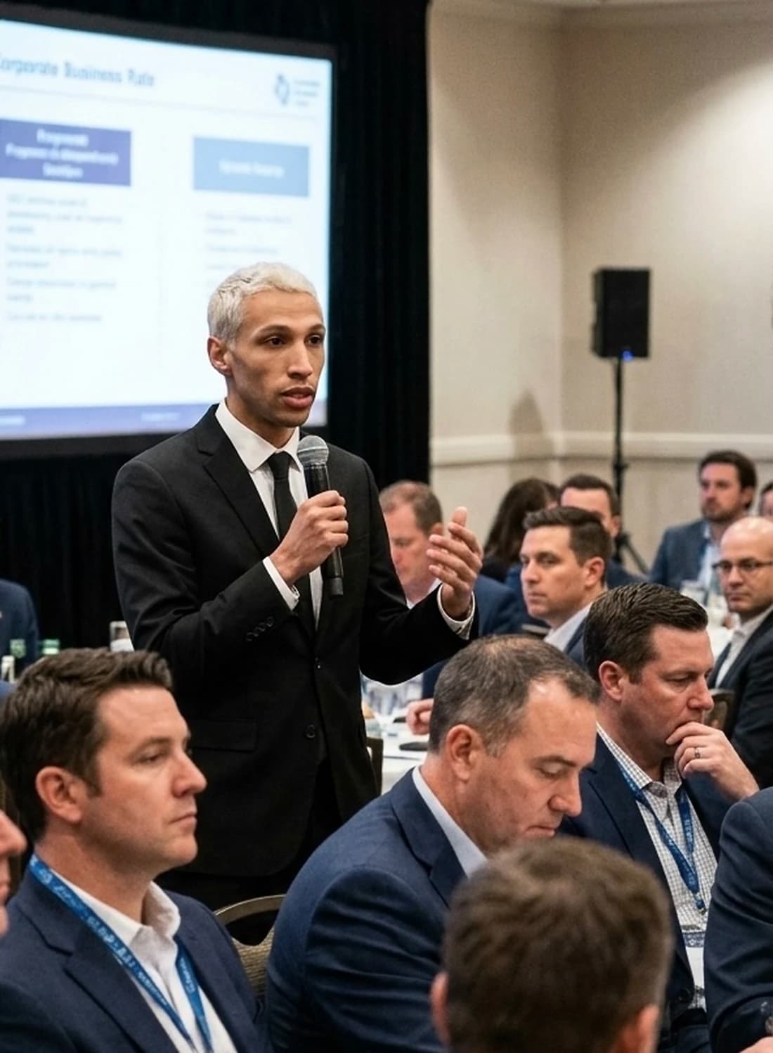 Vlad Pereira palestrando em uma conferência de negócios