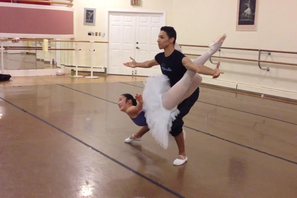 Rehearsal partnering work in studio