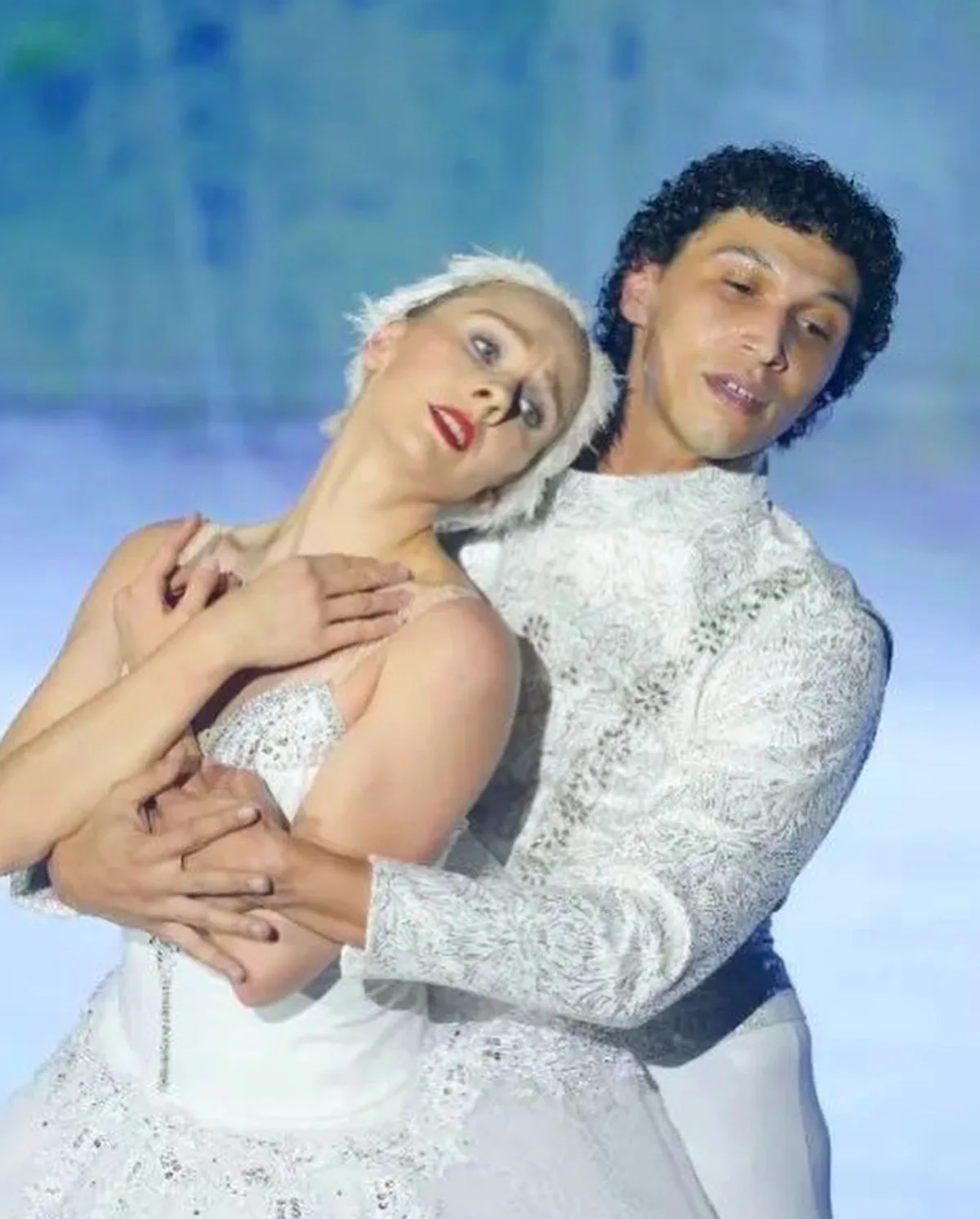 Snow pas de deux close-up